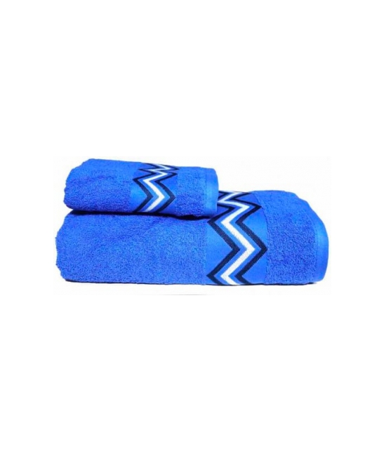 Set asciugamani in spugna con cesello jacquard ricamato - chevron : Colore - Blue, Misura - Set asc. 1+1
