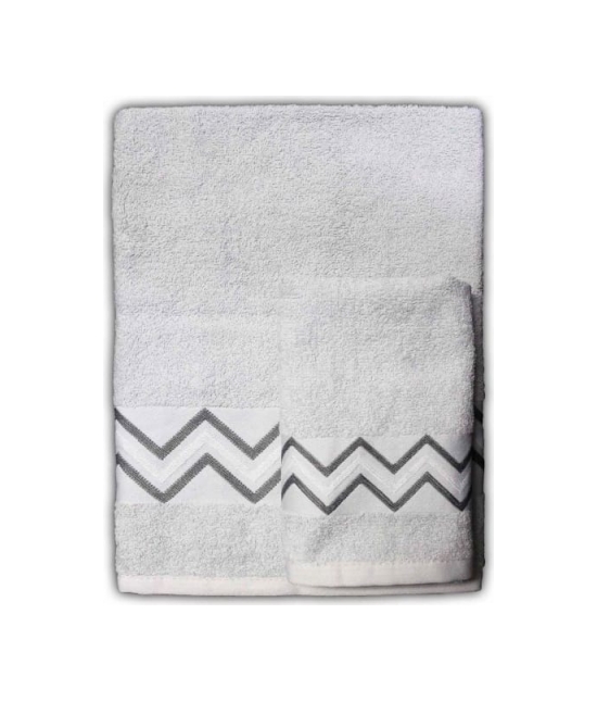 Set asciugamani in spugna con cesello jacquard ricamato - chevron : Colore - Grigio, Misura - Set asc. 1+1