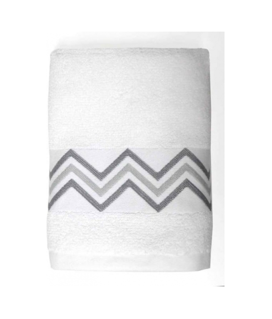 Set asciugamani in spugna con cesello jacquard ricamato - chevron : Colore - Bianco, Misura - Set asc. 1+1