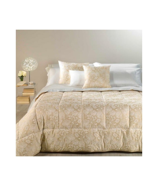 Trapunta invernale in raso jacquard con imbottitura in fibra anallergica di poliestere - armonia : Misura - Matrimoniale, Colore - Crema