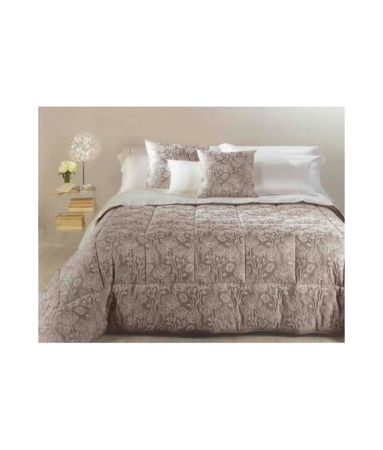 Trapunta invernale in raso jacquard con imbottitura in fibra anallergica di poliestere - armonia : Colore - Beige, Misura - Matrimoniale