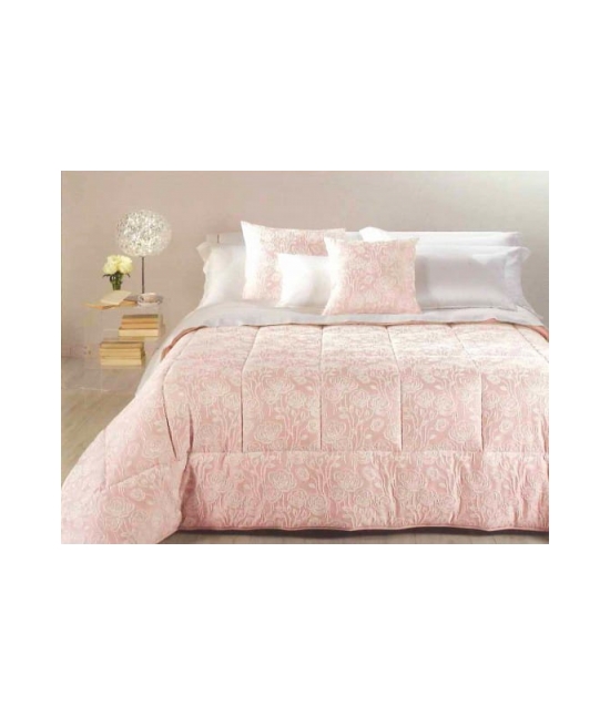 Trapunta invernale in raso jacquard con imbottitura in fibra anallergica di poliestere - armonia : Misura - Matrimoniale, Colore - Rosa