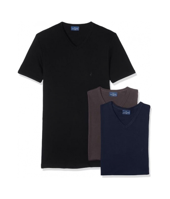 Confezione 3 maglie scollo a v mezza manica in cotone felpato - corpo 112 : Taglia - 5, Colore - Assortiti
