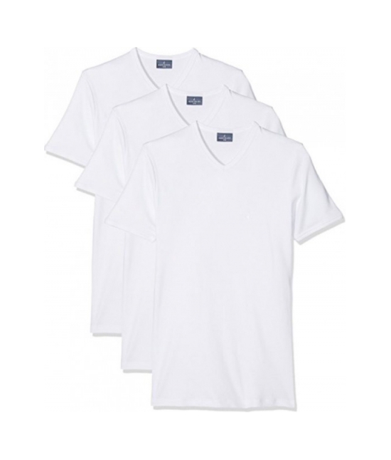 Confezione 3 maglie scollo a v mezza manica in cotone felpato - corpo 112 : Colore - Bianco, Taglia - 5