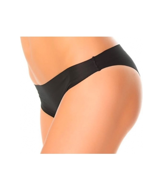 Slip brasiliana in cotone elasticizzato taglio laser effetto invisibile - 8001 : Taglia - 4, Colore - Nero