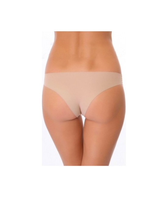 Slip brasiliana in cotone elasticizzato taglio laser effetto invisibile - 8001 : Colore - Beige, Taglia - 5