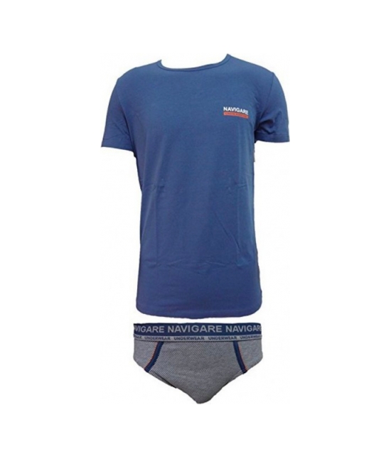 Coordinato da uomo t-shirt e slip - completo 11586 : Colore - Blue, Taglia - 6
