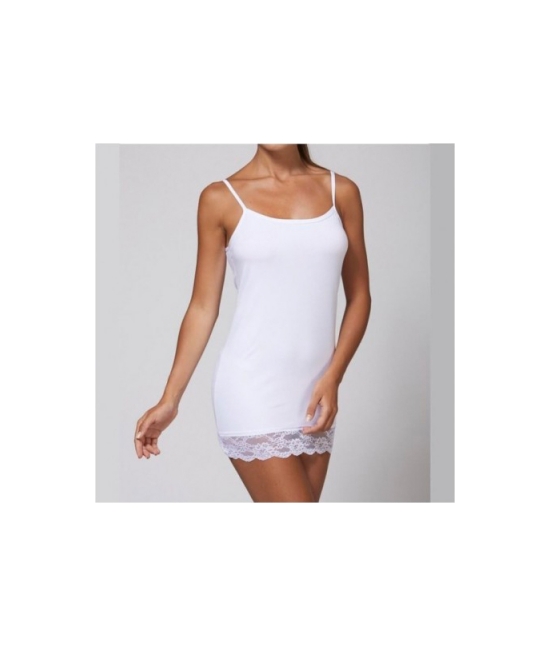 Jadea - Top canotta donna in cotone elasticizzato spalline sottili rifinita in pizzo - 4327.