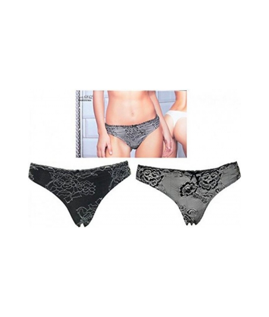 Jadea - Confezione da 6 perizoma donna in cotone elasticizzato doppiato in pizzo tinta unita - 6842.