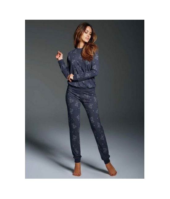 Pigiama donna invernale homewear con stampa - 5063 : Colore - Blue, Taglia - S