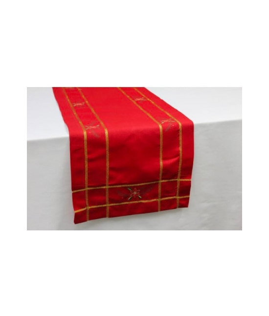 Centrotavola natalizio ricamato : Colore - Rosso, Tessuto - Poliestere, Misura - 90x90 cm