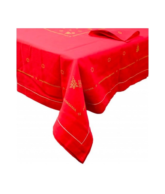 Centrotavola natalizio ricamato con punto croce : Colore - Giallo, Tessuto - Poliestere, Misura - 90x90 cm