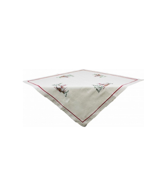 Blanco raya - Centrotavola natalizio in tela greggia con ricamo - dl2830-1.