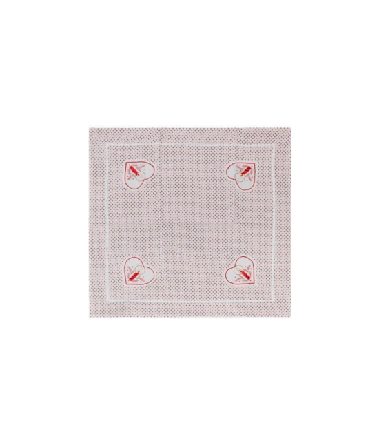 Centrotavola natalizio in tela greggia con ricamo e applicazioni : Colore - Beige, Tessuto - Cotone, Misura - 85x85 cm