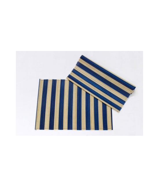 Runner in bambu' fantasia righe - do2603s : Colore - Blue, Misura - 40x140 cm, Tessuto - Legno
