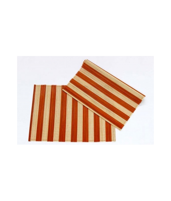 Runner in bambu' fantasia righe - do2603s : Colore - Arancio, Misura - 40x140 cm, Tessuto - Legno