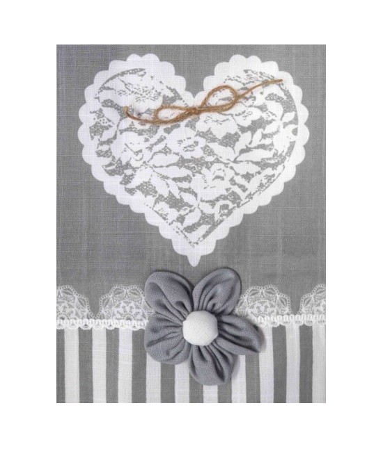 Centro stampato con passamaneria e applicazione : Colore - Grigio, Tessuto - Poliestere, Misura - 90x90 cm