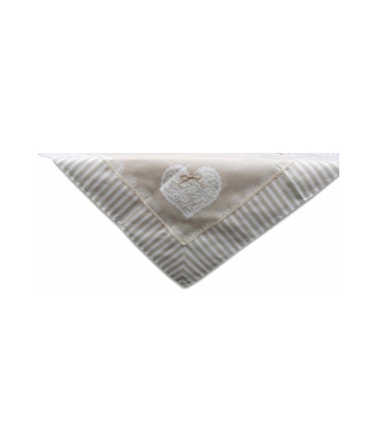 Centro stampato con passamaneria e applicazione : Colore - Beige, Tessuto - Poliestere, Misura - 90x90 cm