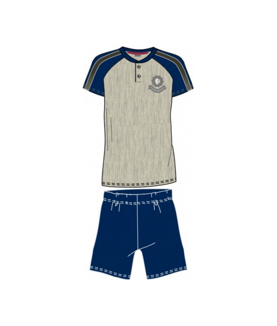 Blanco raya - Pigiama uomo maglia maniche reglan stampa stemma e pantaloni modello bermuda tinta unita - m012.