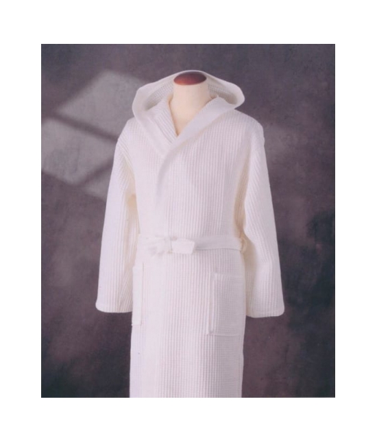 Accappatoio nido d'ape con cappuccio tinta unita - parigi : Colore - Bianco, Taglia - Xxl, Tessuto - Cotone