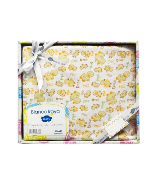 Copertina neonato in cotone per culla/carrozzina con stampa - pt6675 : Tessuto - Cotone, Misura - 75x100 cm, Variante - Anatra