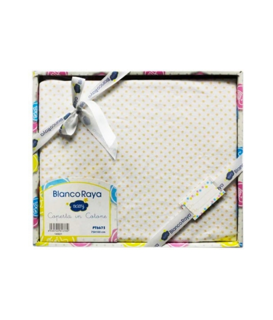 Copertina neonato in cotone per culla/carrozzina con stampa - pt6675 : Tessuto - Cotone, Variante - Stella, Misura - 75x100 cm