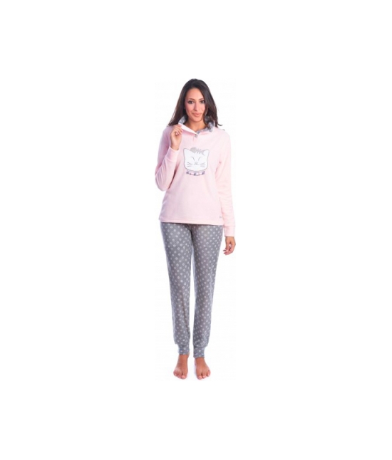Blanco raya - Pigiama donna invernale in micropile gamba e manica lunga - pt161215-2b
