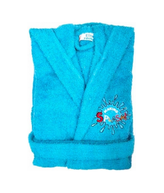 Accappatoio bambino in spugna con cappuccio e ricamo tinta unita - pakito : Taglia - 11-12 anni, Colore - Azzurro, Tessuto - Cotone, Variante - Splash