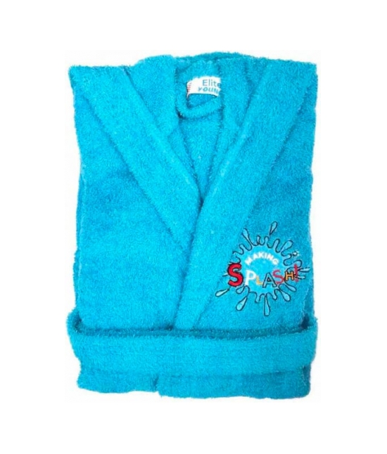 Accappatoio bambino in spugna con cappuccio e ricamo tinta unita - pakito : Taglia - 9-10 anni, Colore - Azzurro, Tessuto - Cotone, Variante - Splash