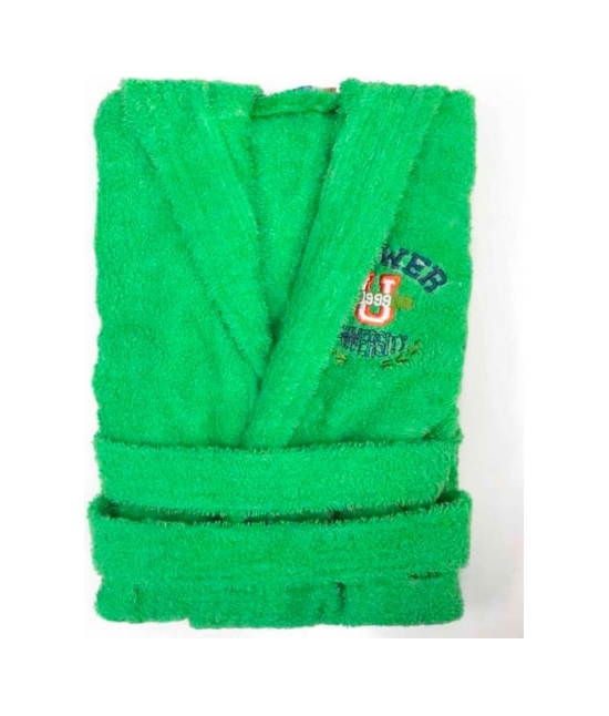 Accappatoio bambino in spugna con cappuccio e ricamo tinta unita - pakito : Taglia - 13-14 anni, Colore - Verde, Tessuto - Cotone, Variante - Shower