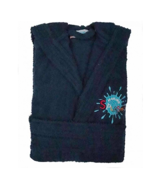 Accappatoio bambino in spugna con cappuccio e ricamo tinta unita - pakito : Taglia - 3-4 anni, Colore - Blue, Tessuto - Cotone, Variante - Splash