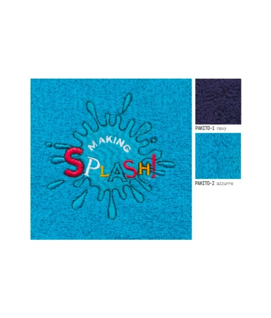 Accappatoio bambino in spugna con cappuccio e ricamo tinta unita - pakito : Taglia - 3-4 anni, Colore - Blue, Tessuto - Cotone, Variante - Splash