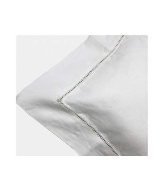 Coppia federe cuscini in 100% puro lino con lavorazione gigliuccio - gigliuccio : Colore - Bianco, Misura - 50x80 cm, Tessuto - Lino
