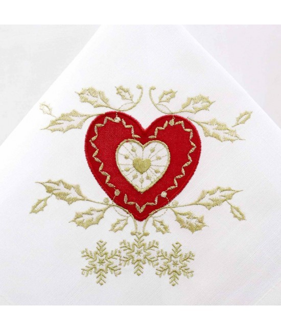 Blanco raya - Centrotavola natalizio ricamato : heart-2