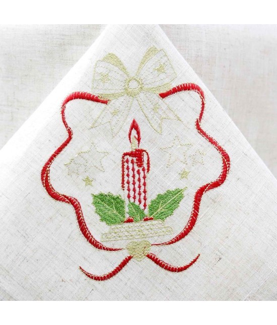 Blanco raya - Centrotavola natalizio ricamato : candela-2