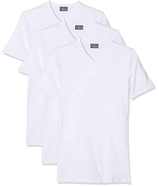 Confezione 3 maglie uomo scollo a v mezza manica in cotne felpato - corpo 112. : Colore - Bianco, Taglia - 7