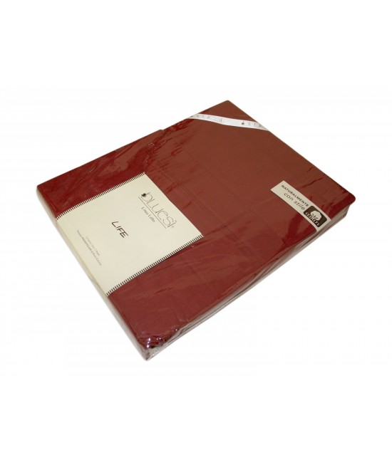 Completo lenzuola composto da sopra + sotto con angoli + federa - life : Misura - 1 piazza e mezza, Tessuto - Cotone, Colore - Marrone