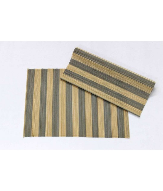 Runner tavola in bambu' fantasia righe - do2603s. : Colore - Grigio, Misura - 40x140 cm, Tessuto - Legno