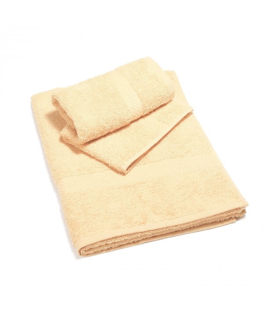 Set asciugamani bagno 1+1 in spugna di cotone con cesello jacquard- minorca. : Misura - Set asc 1+1, Colore - Crema