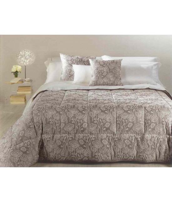 Trapunta invernale in raso jacquard con imbottitura in fibra anallergica di poliestere - armonia : Colore - Beige, Misura - Matrimoniale