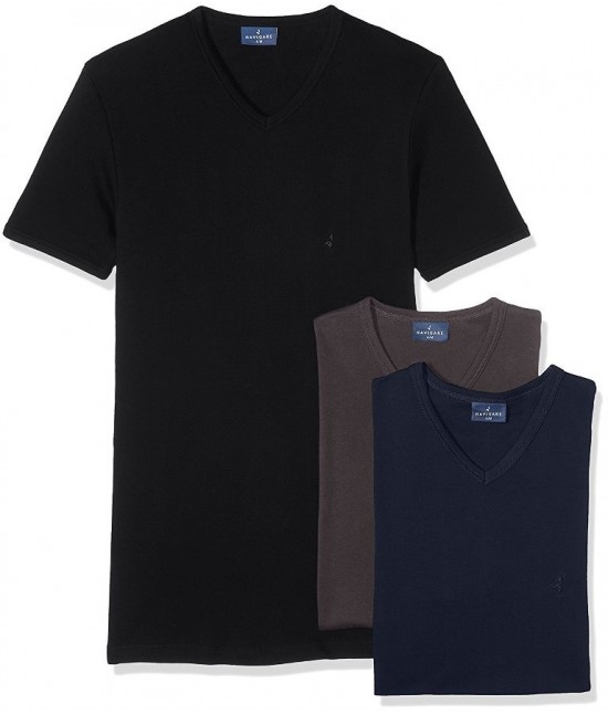 Confezione 3 maglie uomo scollo a v mezza manica in cotne felpato - corpo 112. : Taglia - 4, Colore - Assortiti
