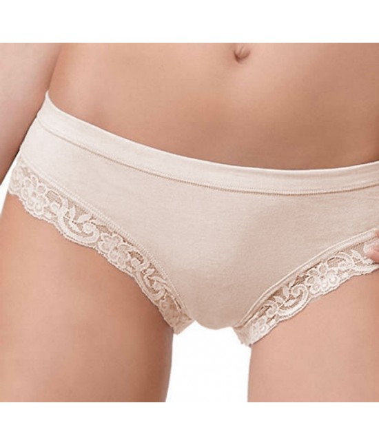 Slip donna in cotone modal con inserti in pizzo - slip 518 : Colore - Rosa, Taglia - 3