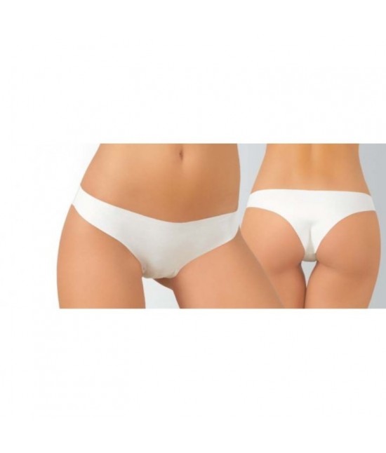 Slip brasiliana donna in cotone elasticizzato taglio laser effetto invisibile - 8001. : Colore - Bianco, Taglia - 2