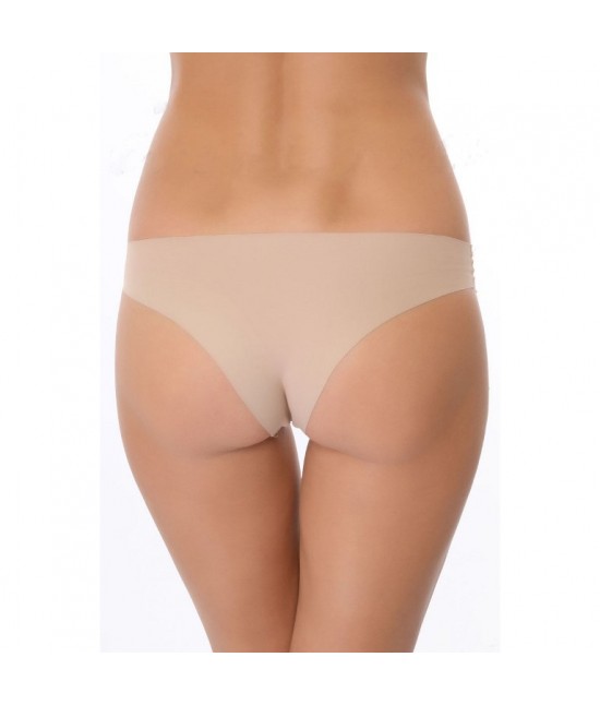 Slip brasiliana donna in cotone elasticizzato taglio laser effetto invisibile - 8001. : Colore - Beige, Taglia - 3