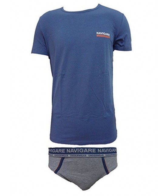 Completino intimo uomo coordinato t-shirt e slip - completo 11586. : Colore - Blue, Taglia - 4