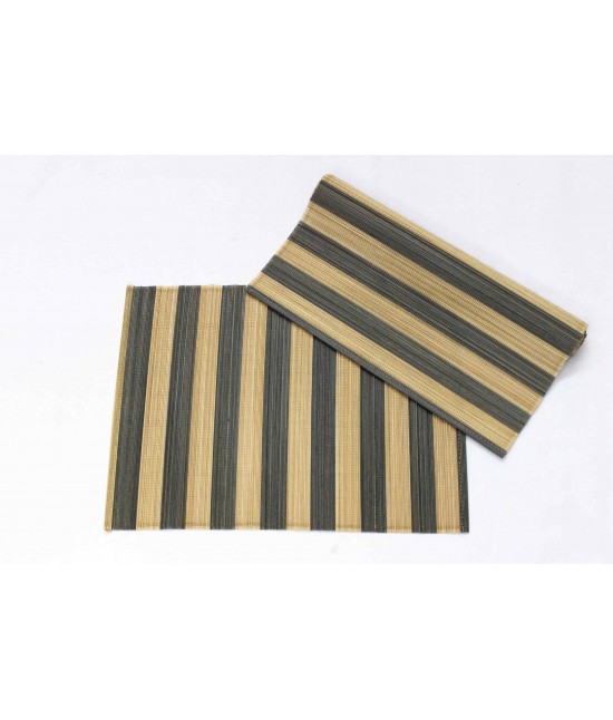 Runner tavola in bambu' fantasia righe - do2603s. : Misura - 40x140 cm, Tessuto - Legno, Colore - Dark gray