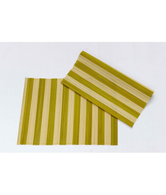 Runner tavola in bambu' fantasia righe - do2603s. : Colore - Verde, Misura - 40x140 cm, Tessuto - Legno