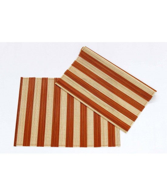Runner tavola in bambu' fantasia righe - do2603s. : Colore - Arancio, Misura - 40x140 cm, Tessuto - Legno