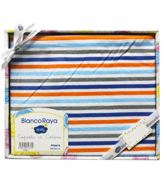 Copertina neonato in cotone per culla/carrozzina con stampa - pt6675 : Tessuto - Cotone, Variante - Riga, Misura - 75x100 cm