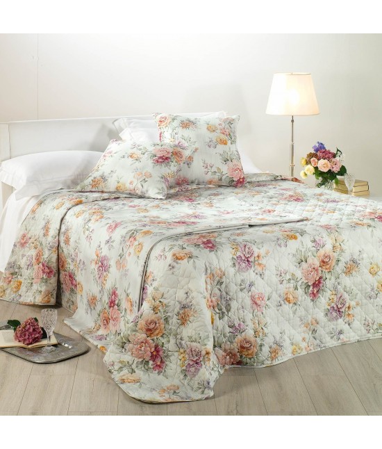 Trapunta primaverile con stampa digitale e imbottitura slim in fibra anallergica di poliestere - oasis. : Colore - Beige, Misura - Matrimoniale